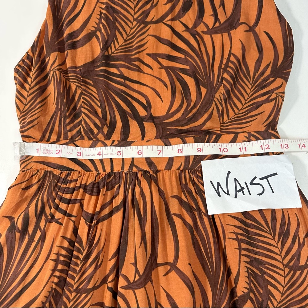 MINKPINK Women's Medium Finley Maxi Halter Dress Orange Brown Floral 55” Long - Picture 14 of 15